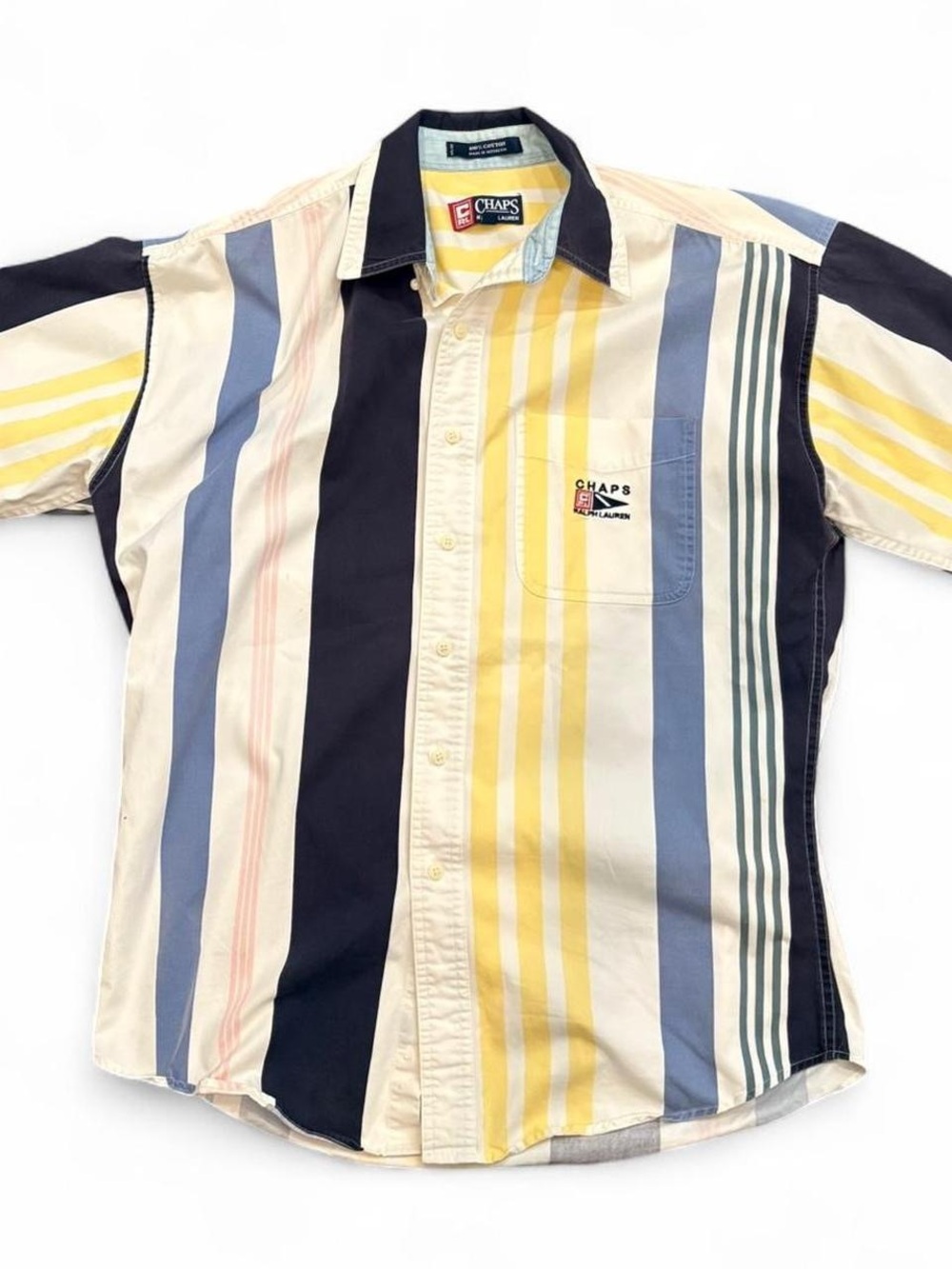 Chaps Ralph Lauren Men's Multicolor Striped Short Sleeve Button-Up w/ Pockets M